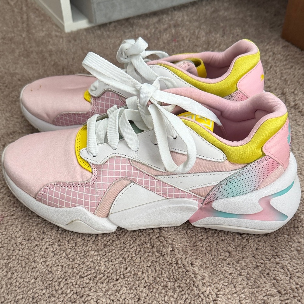 Puma Pink and Yellow Athletic Shoes